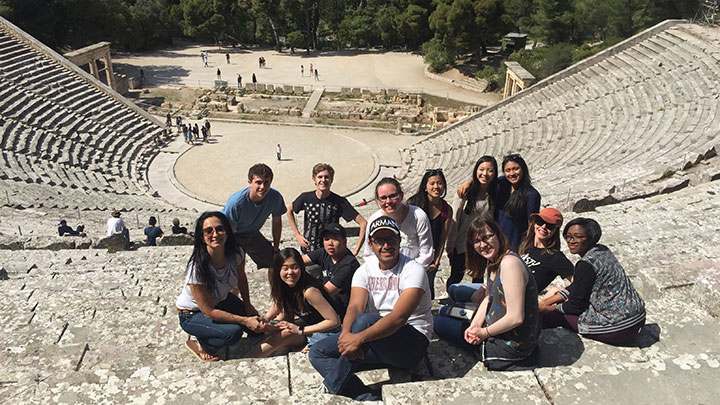 Students in Greece on some ancient steps