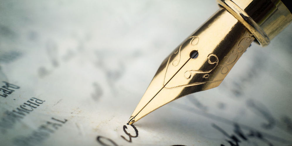 A fountain pen writing