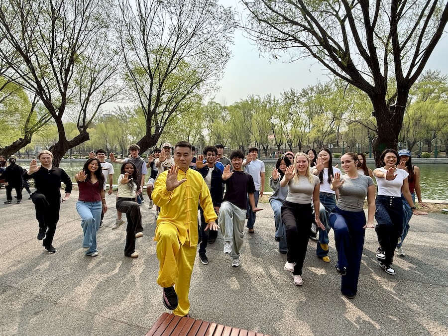 students practicing Taichi