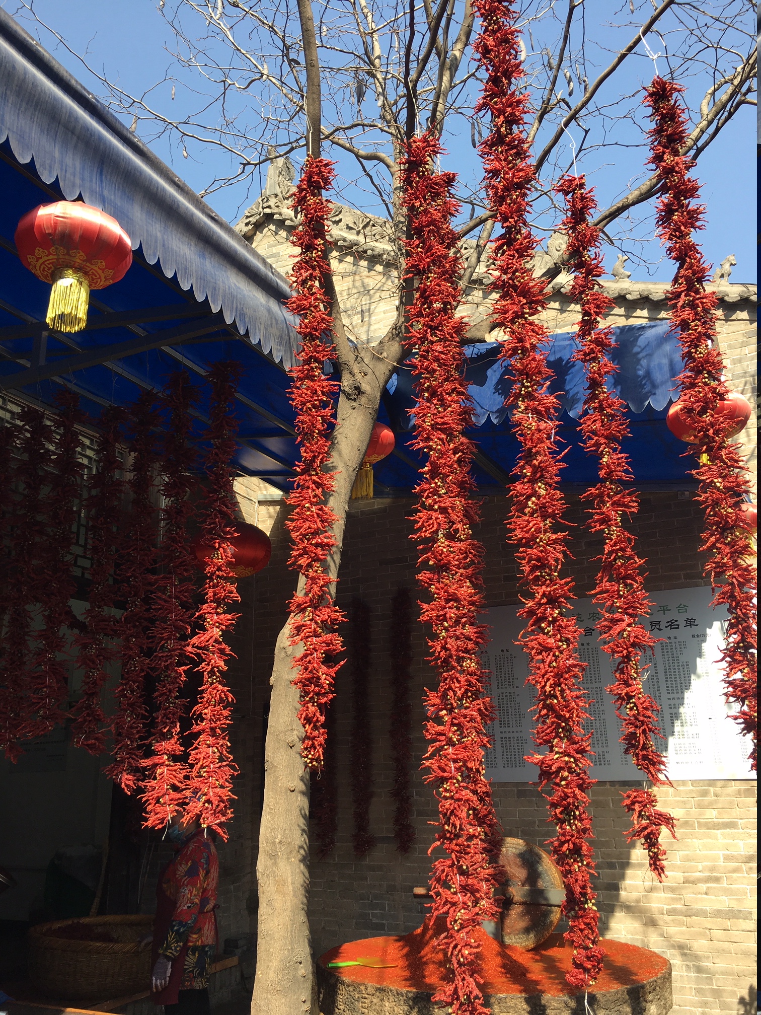 Chinese laterns and floral decorations. 