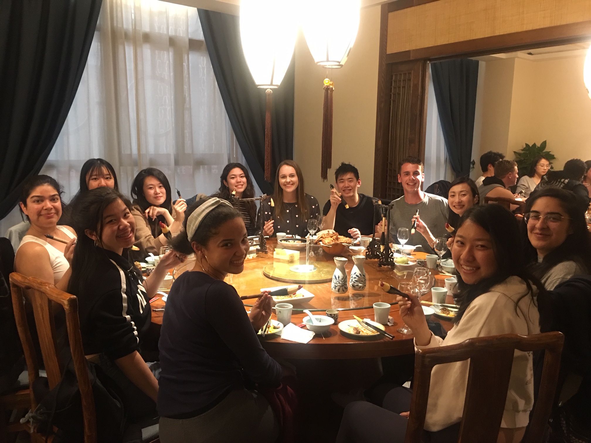 China Immersion students hold a group dinner. 