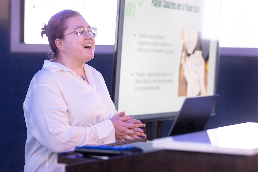 Student presenting work