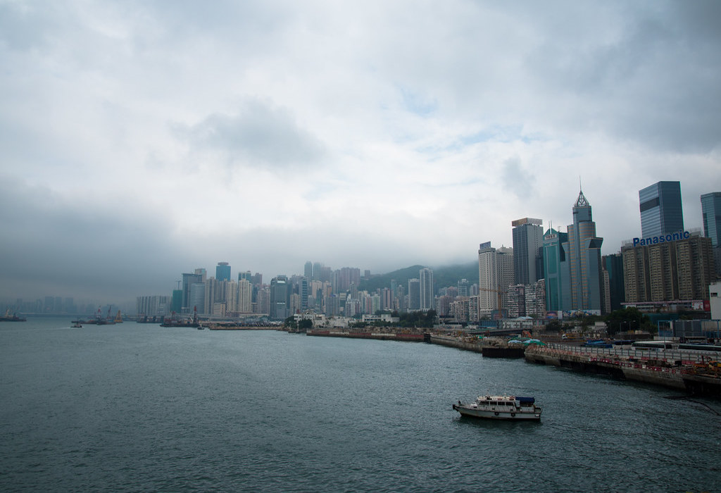 Hong Kong harbor and buildings