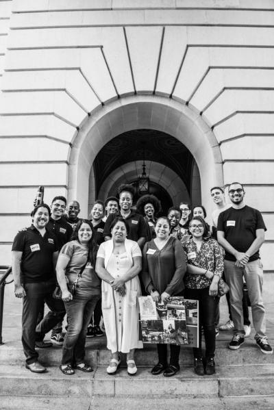 TRDRP group in front of building