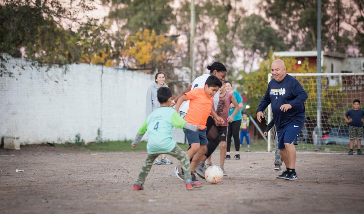 David in Córdoba, Argentina participating in an impromptu game of fútbol, spring 2018