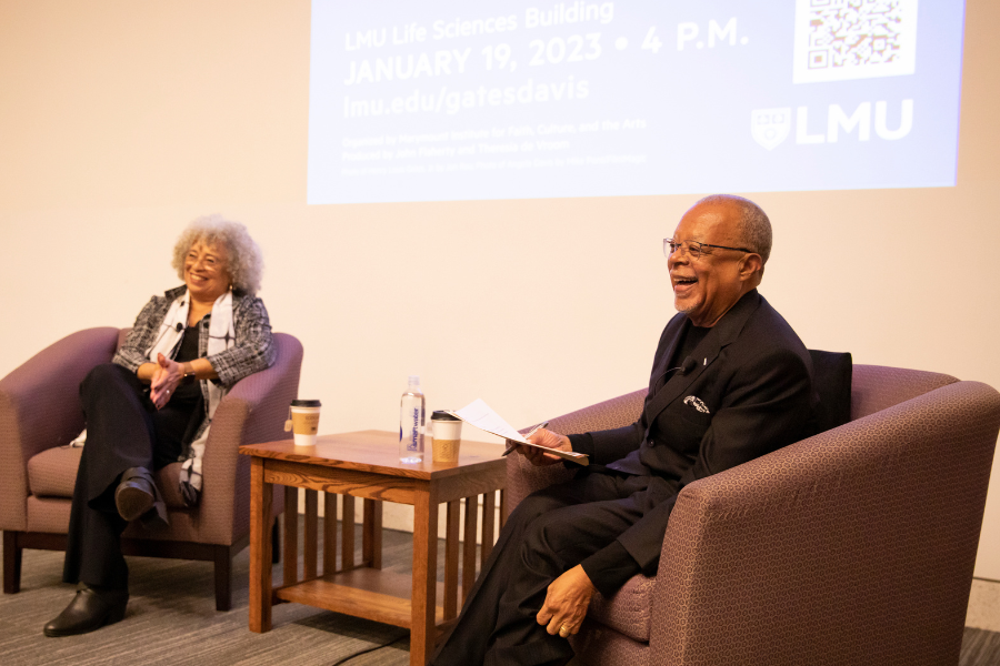 Angela Davis and Henry Louis Gates Jr in conversation on stage