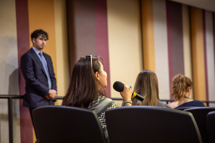 A student asking a question